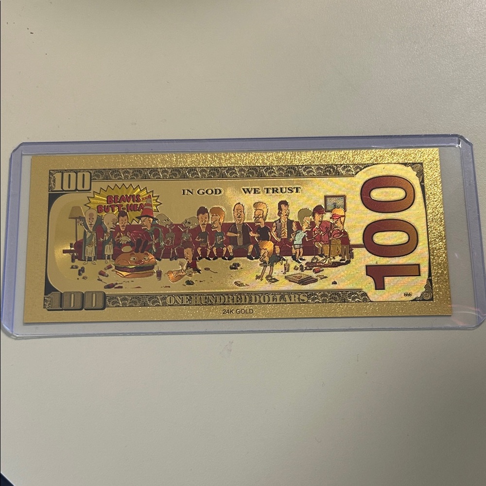 Novelty Gold Foil $100 Collectible Note - Cartoon Design - Picture 2 of 2
